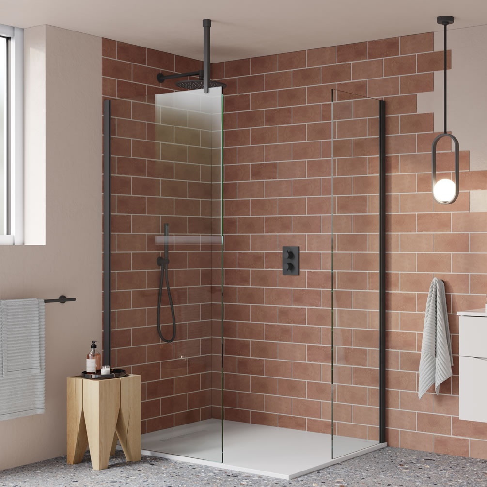 Lifestyle image of Crosswater Gallery 10 Slate 1100mm Wetroom Screen